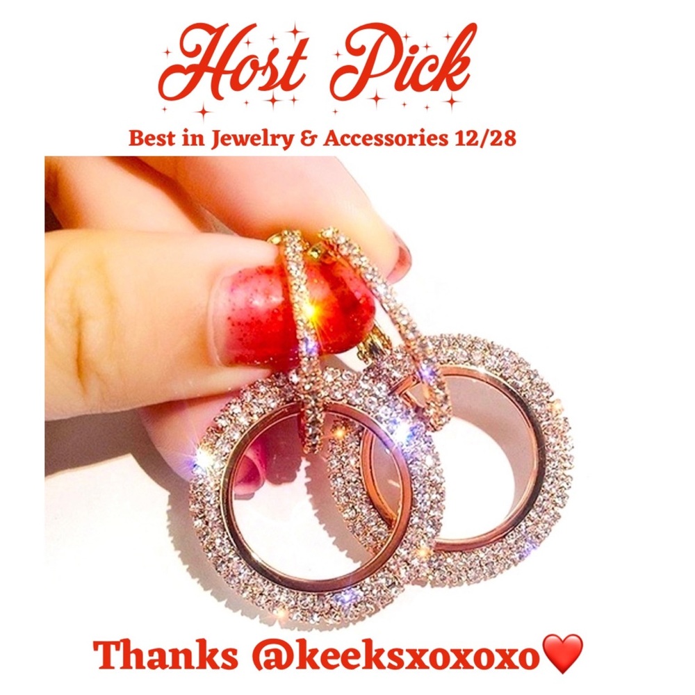 🔥HP🔥Sparkly Rose Gold Rhinestone Drop Earrings NEW - Picture 8 of 8